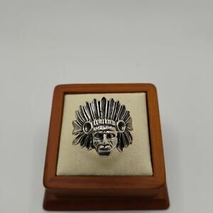 Indian Chief's Headdress in Sterling Silver Ring Size 11.5